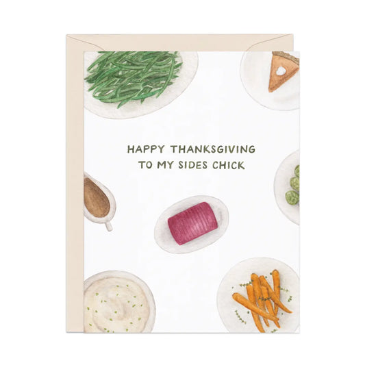 Sides Chick — Funny Food Pun Thanksgiving Card