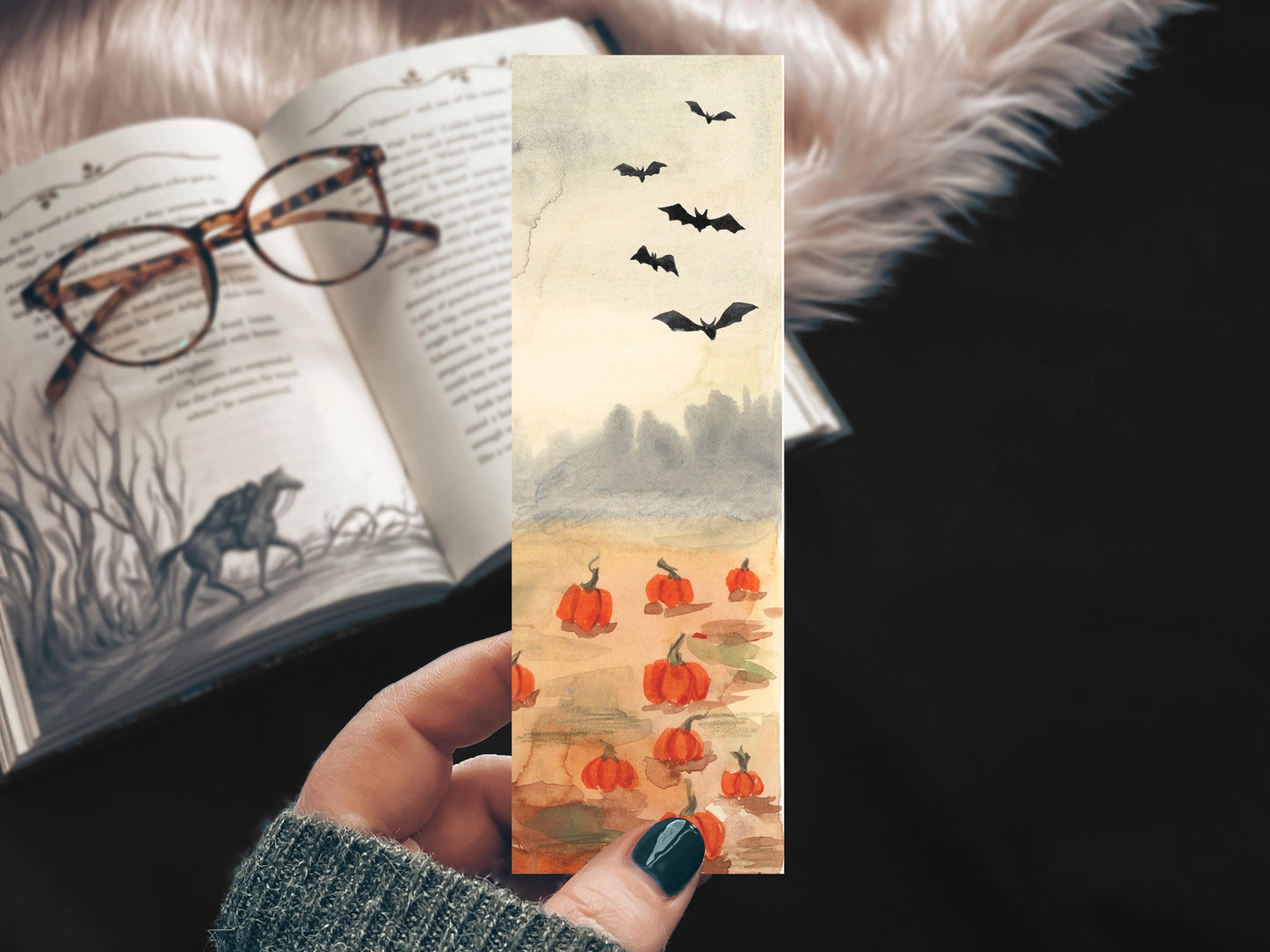 Bats in the Pumpkin Patch Halloween Bookmark