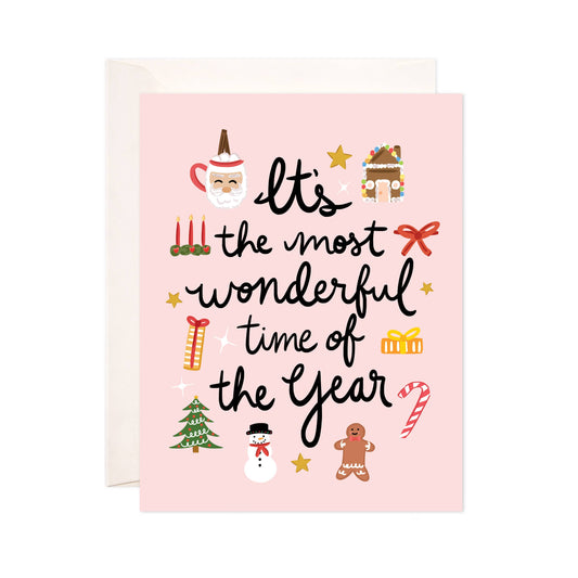 Wonderful Xmas Greeting Card - Cute Christmas Card: Single Card