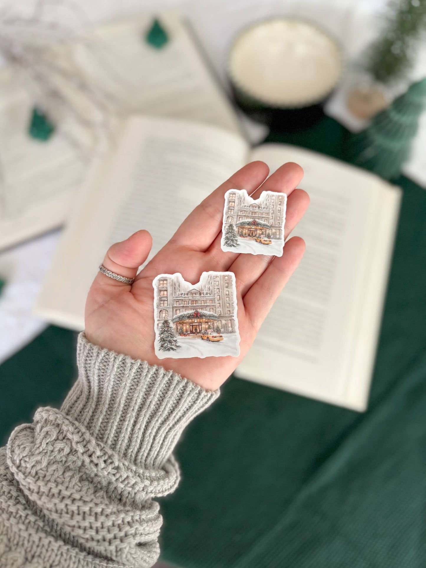 Traditional Christmas Stickers | Vintage Chrismas: Large 2" x 2" / Snowglobe