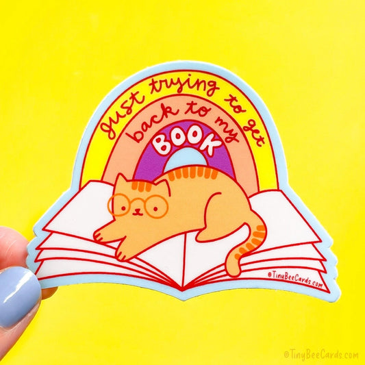 Reading Cat "Trying To Get Back To My Book" Vinyl Sticker