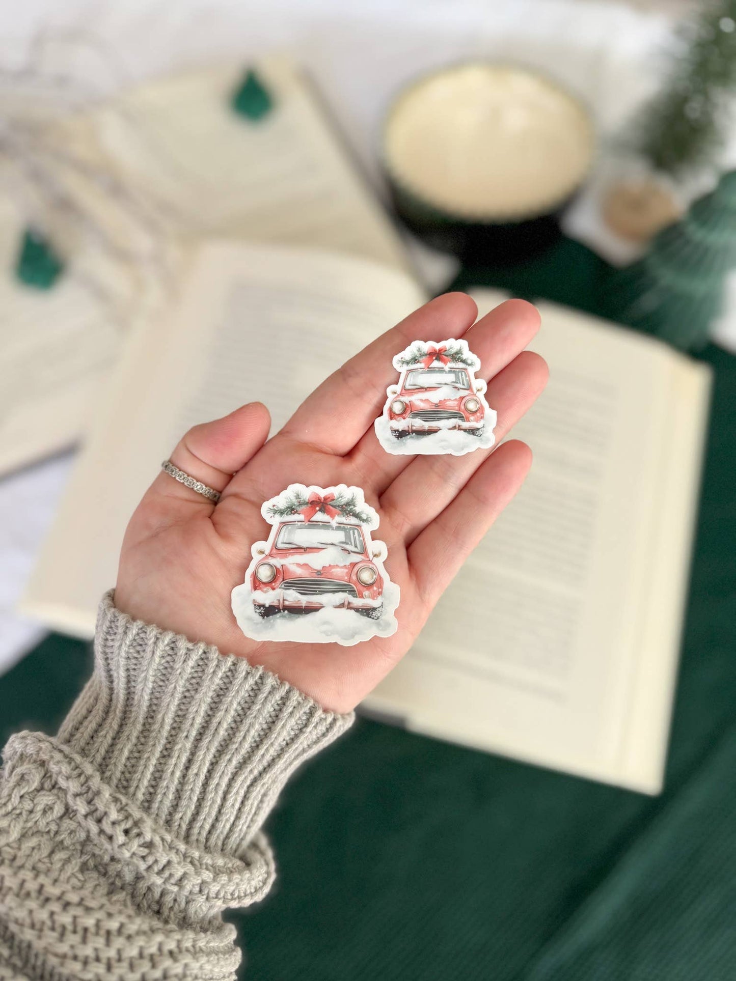 Traditional Christmas Stickers | Vintage Chrismas: Large 2" x 2" / Snowglobe