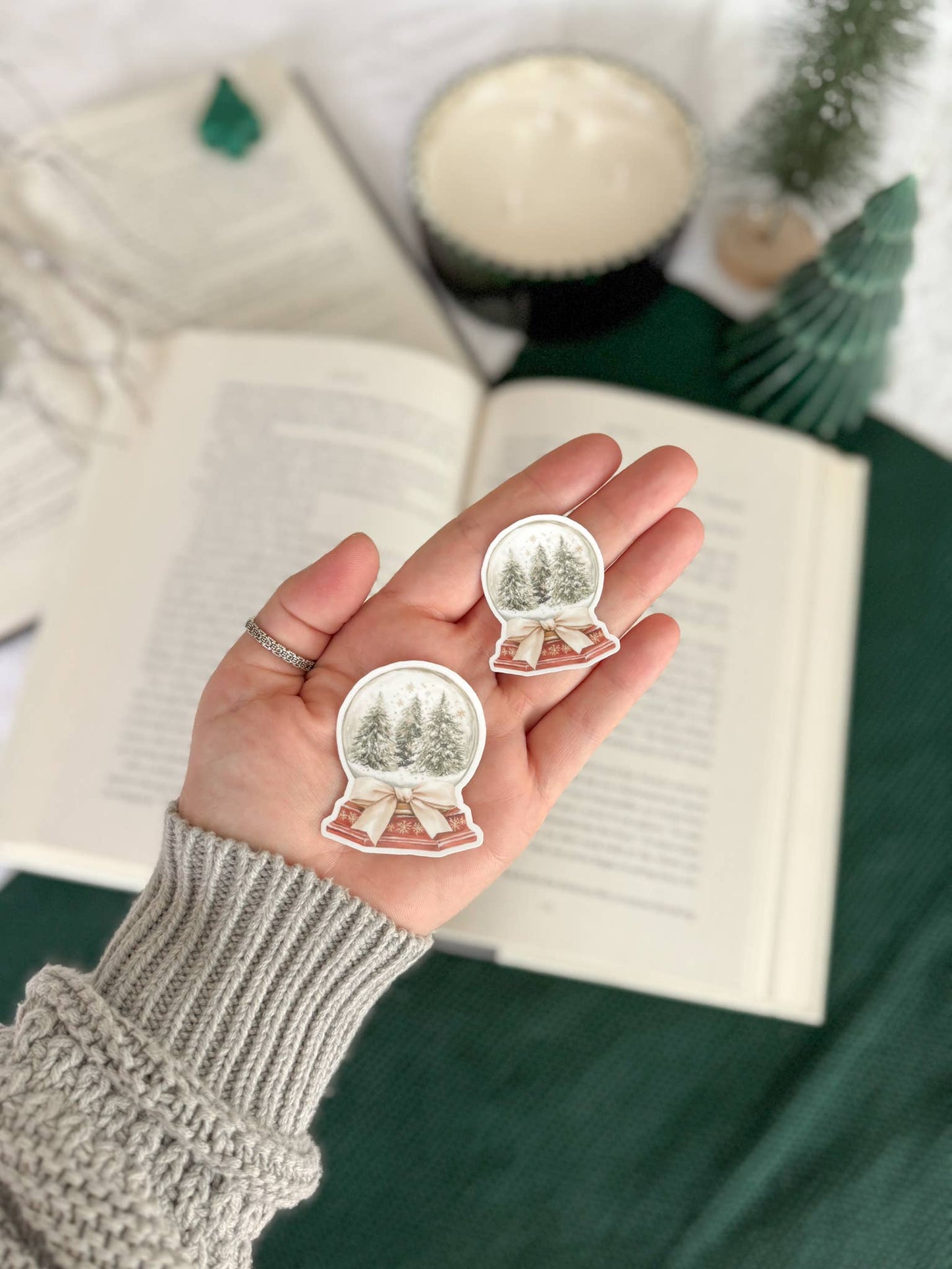 Traditional Christmas Stickers | Vintage Chrismas: Large 2" x 2" / Snowglobe