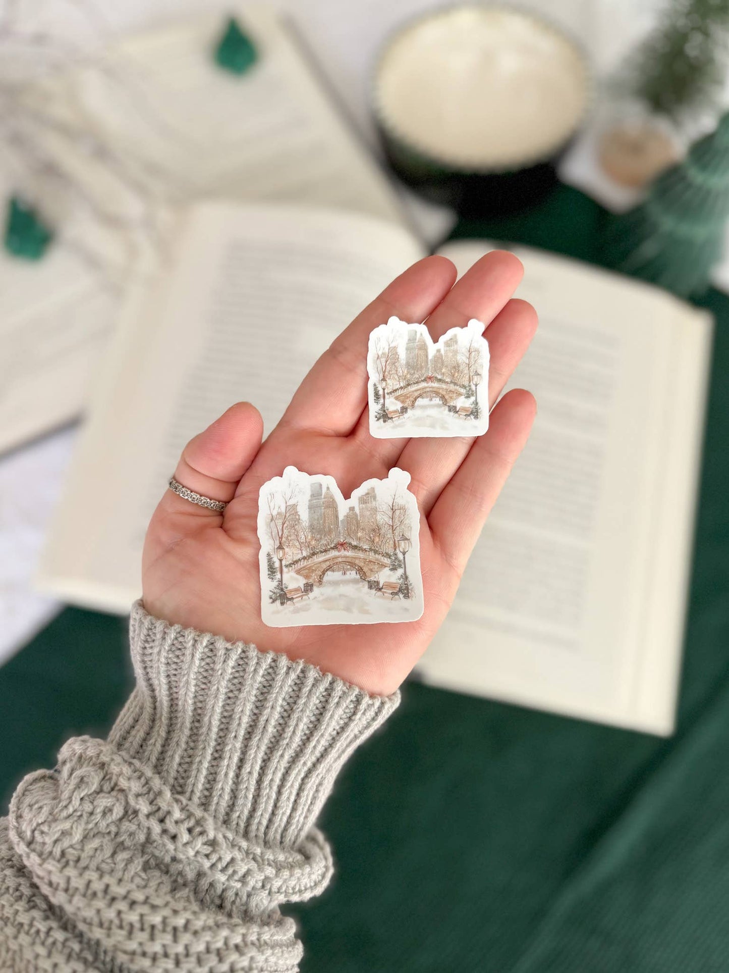 Traditional Christmas Stickers | Vintage Chrismas: Large 2" x 2" / Snowglobe