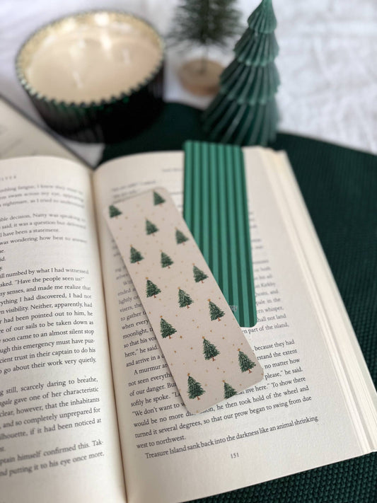 Green Christmas Tree Bookmark | Green Stripes: Soft Touch Matte