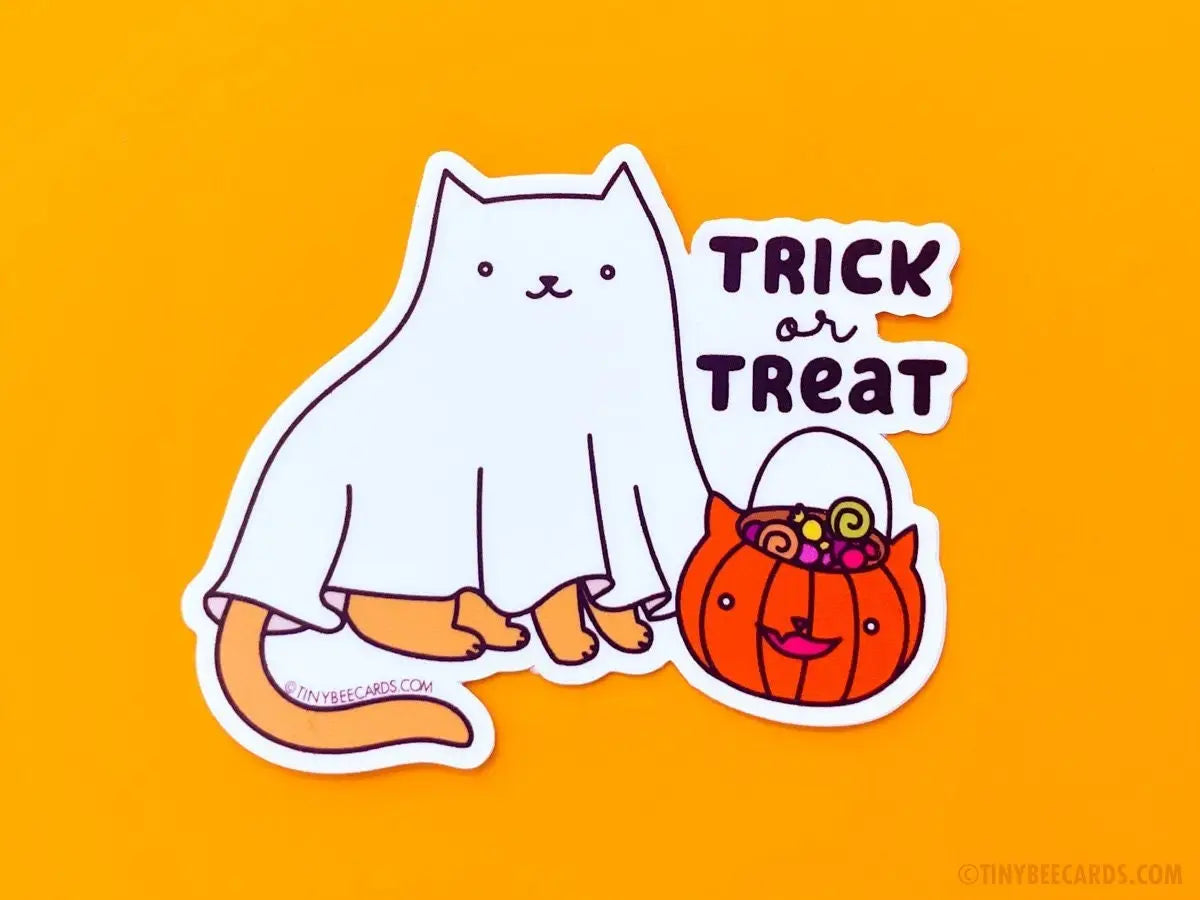 Trick or Treat Halloween Cat Vinyl Sticker