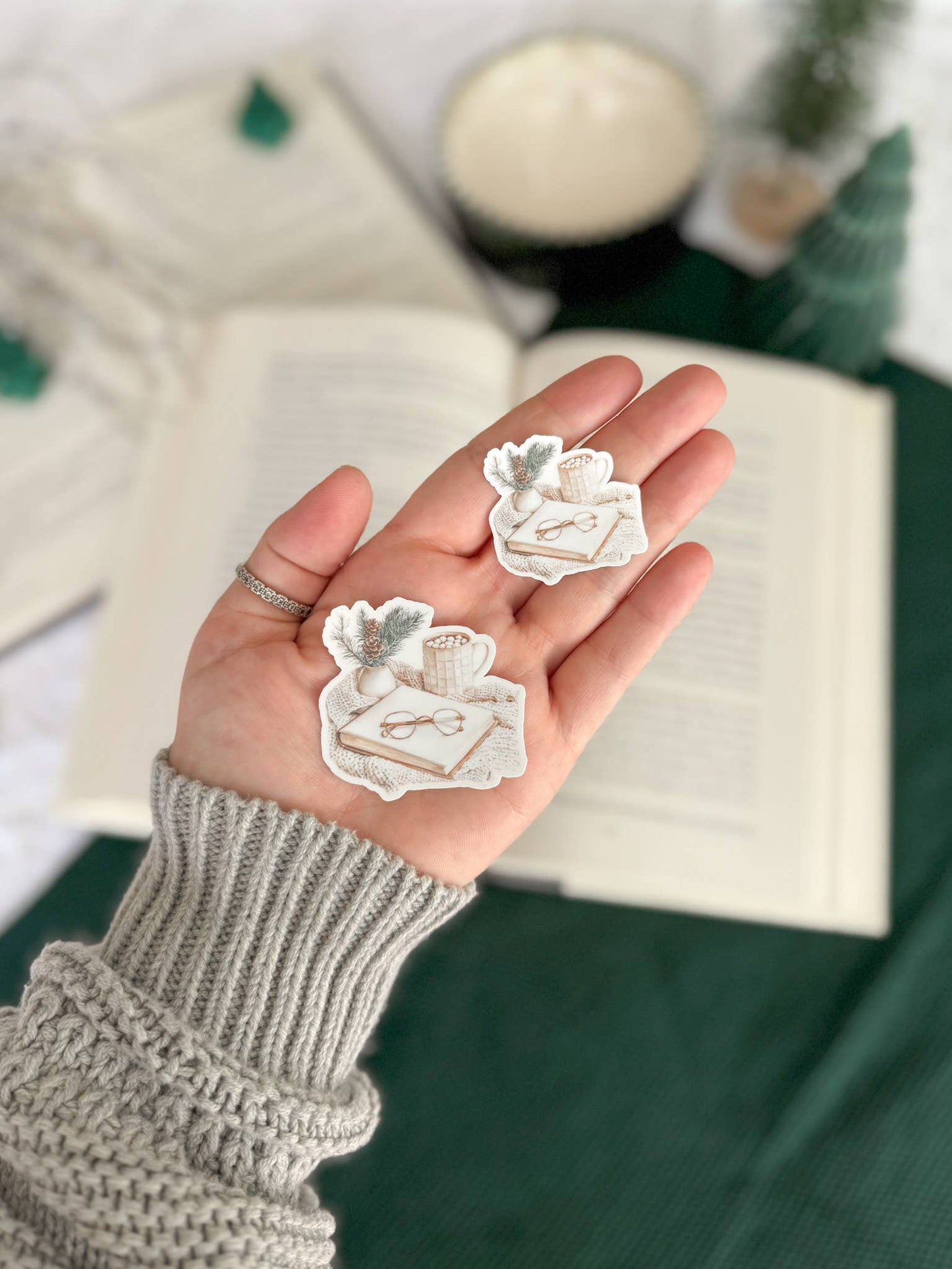 Traditional Christmas Stickers | Vintage Chrismas: Large 2" x 2" / Snowglobe