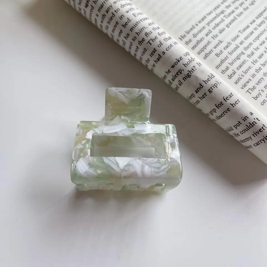 Acetate Small Hollow Square Claw Clip - Green