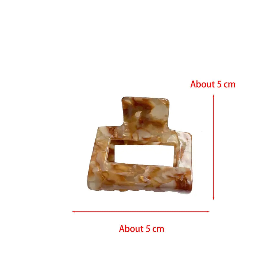 Acetate Small Hollow Square Claw Clip - Coffee