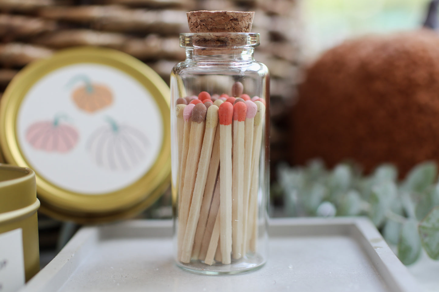 Fall Leaves Matches in Medium Corked Vial