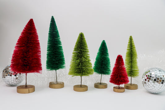 Bottle Brush Set of Trees Hand-Dyed