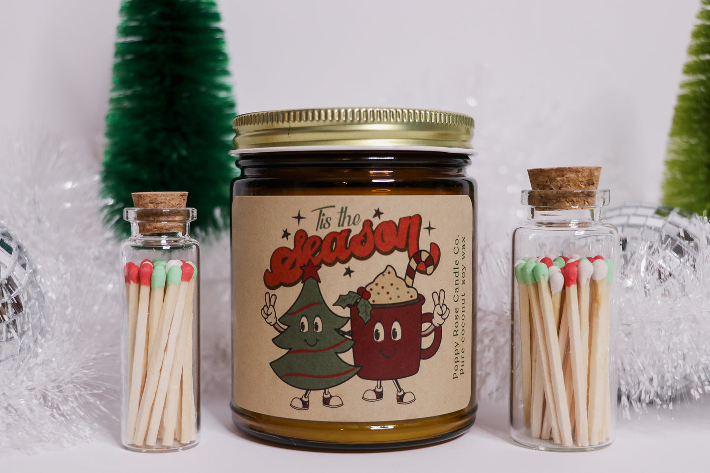 Christmassy Matches in Small Corked Vial