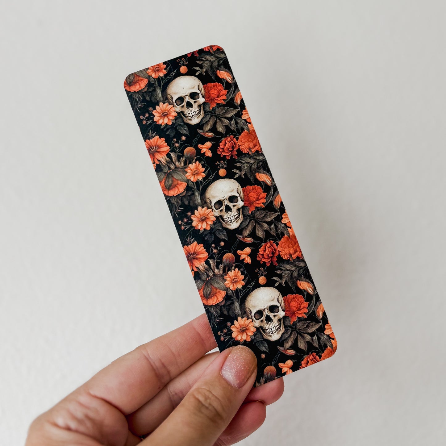 Halloween Bookmark, Skull Floral