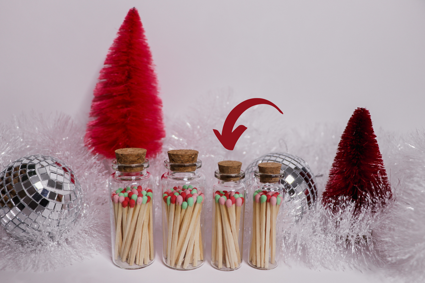 Kitschy Christmas Matches in Small Corked Vial