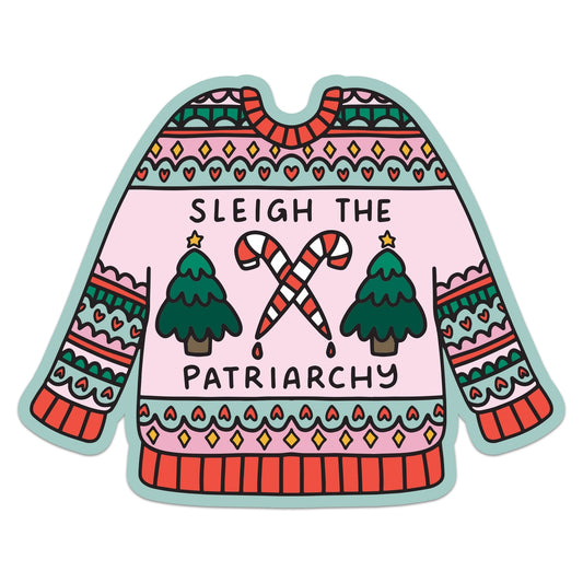 Sleigh the Patriarchy Candy Cane Holiday Sticker