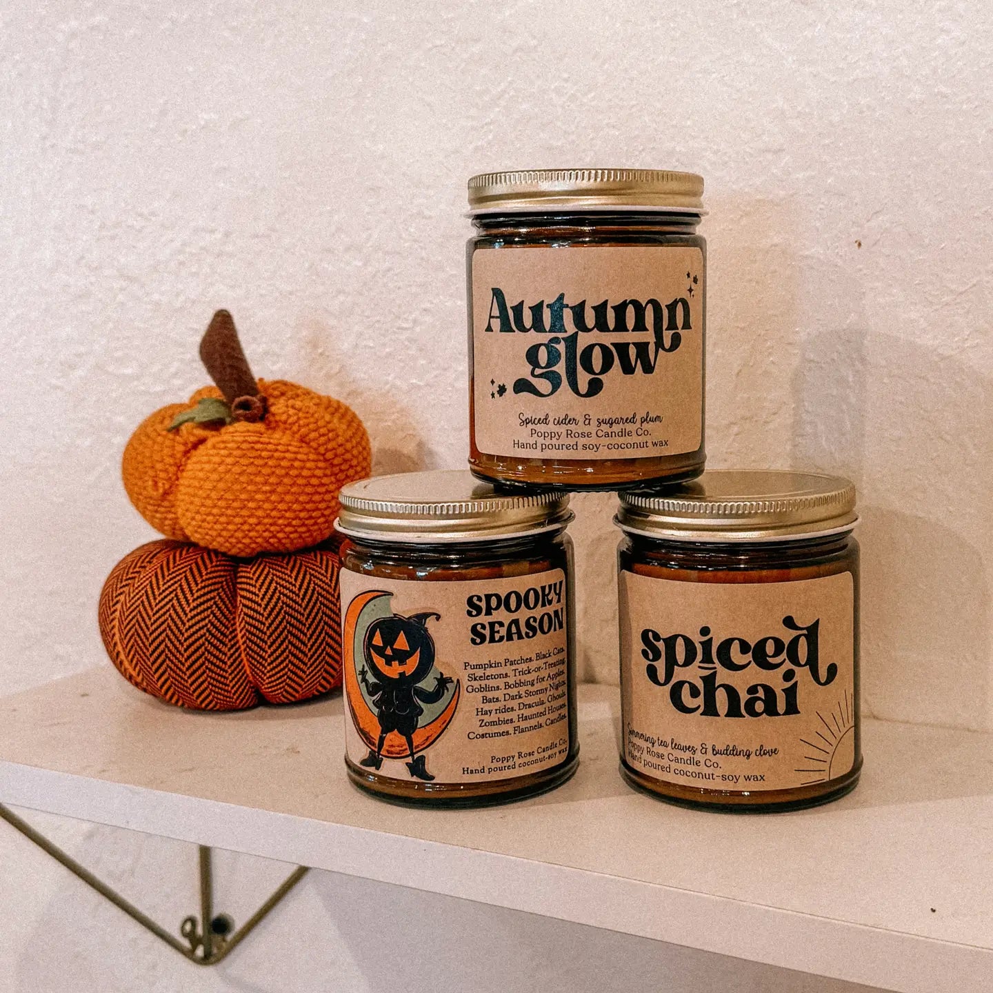 Autumn Glow - Fall Candle - Coconut Soy Wax in Amber Jar 8 oz