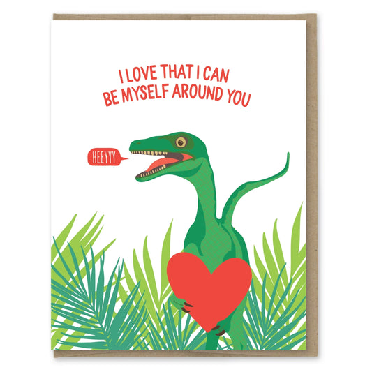 Be Myself Dino Valentine's Day Card