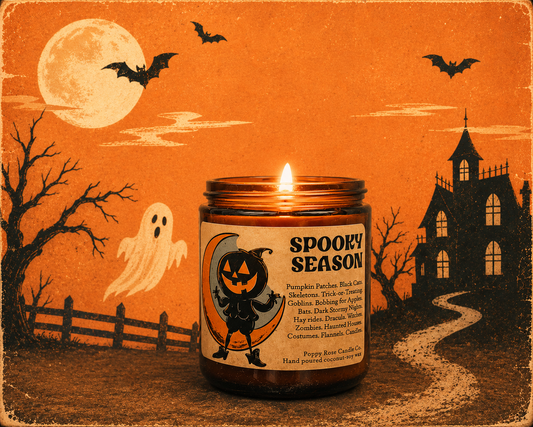 Spooky Season - Halloween Candle - coconut soy wax amber jar