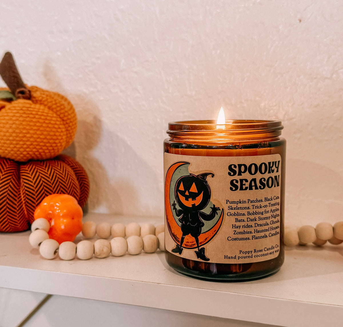 Spooky Season - Halloween Candle - coconut soy wax amber jar