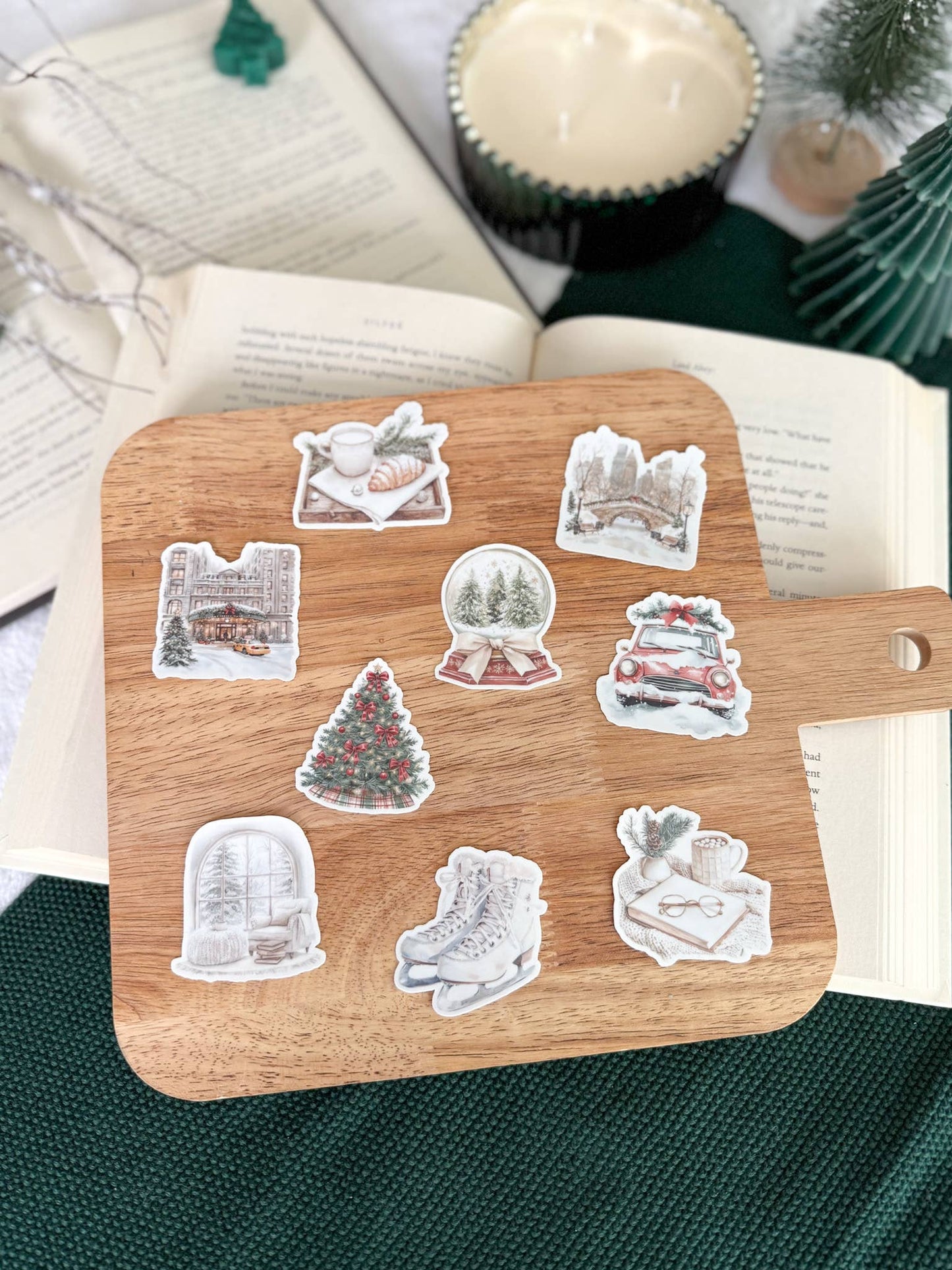 Traditional Christmas Stickers | Vintage Chrismas: Large 2" x 2" / Snowglobe