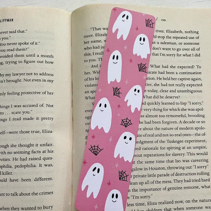 Pink Ghosts & Cobwebs Halloween Bookmark