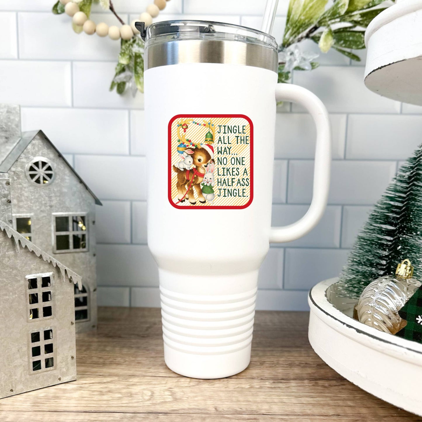 Holiday Christmas Reindeer Swear High Quality Vinyl Sticker