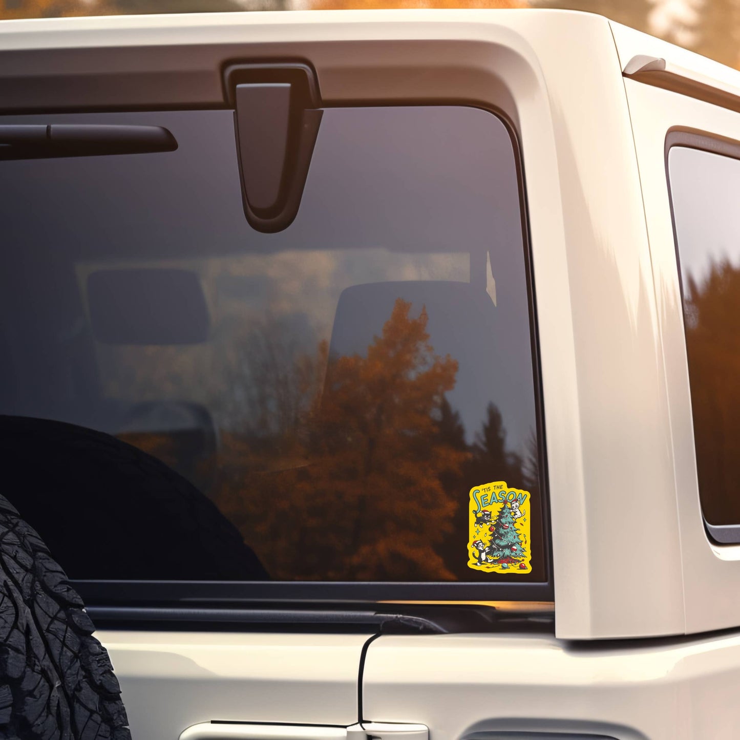 Holiday Christmas Kitty Cat Pet High Quality Vinyl Sticker