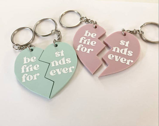 Acrylic BFF Heart Keychain in Glacier Green