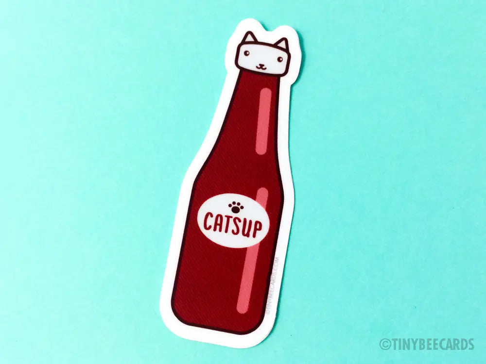 Funny Catsup Cat Vinyl Sticker