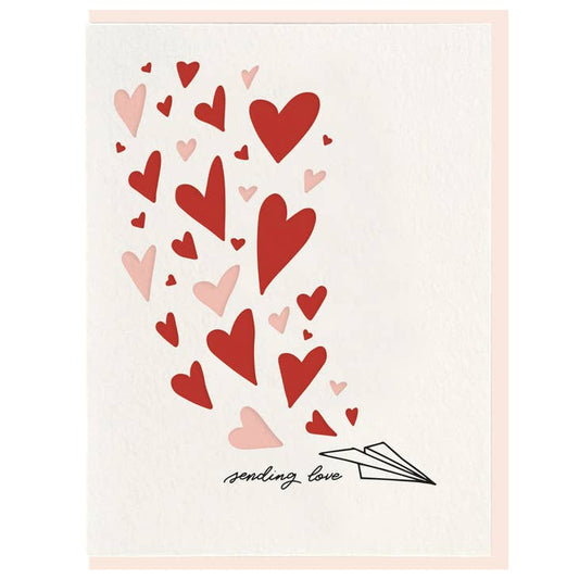 Valentines Plane Letterpress Valentine Greeting Card by Dahlia Press