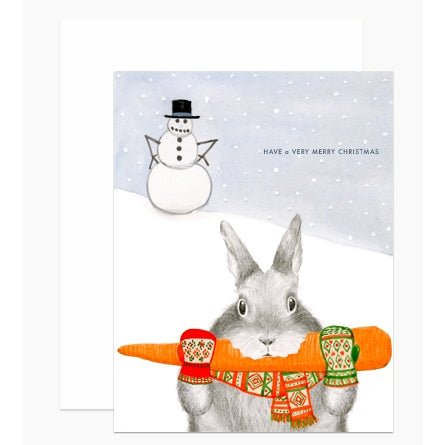 Bunny Stealing Carrot Holiday Card