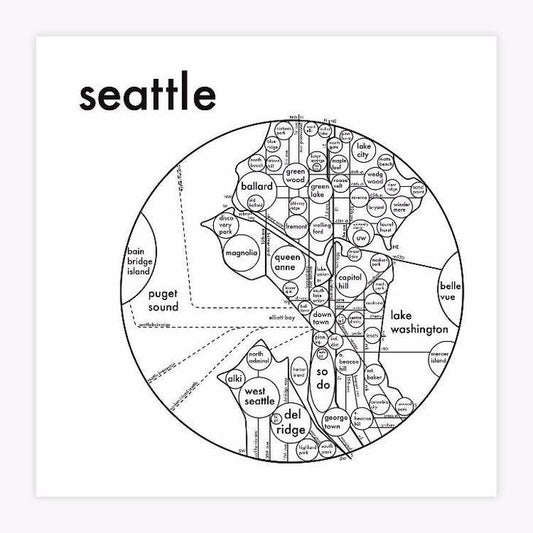 Seattle Map Letterpress Print