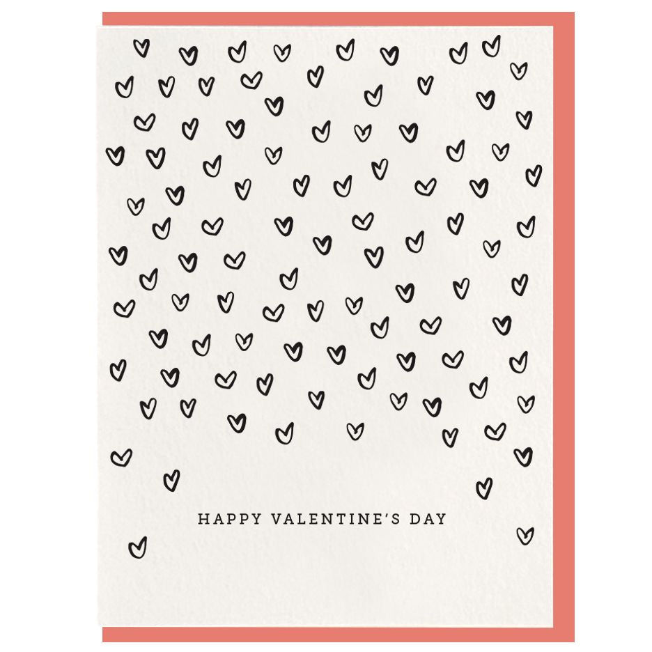 Valentine's Day Hearts - Letterpress Card by Dahlia Press