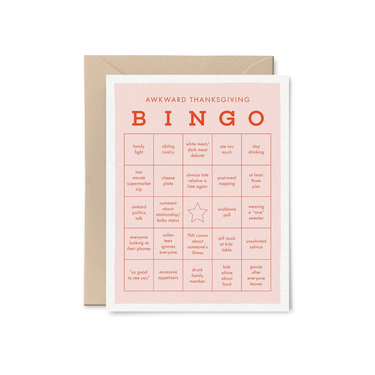 Awkward Thanksgiving Bingo Card