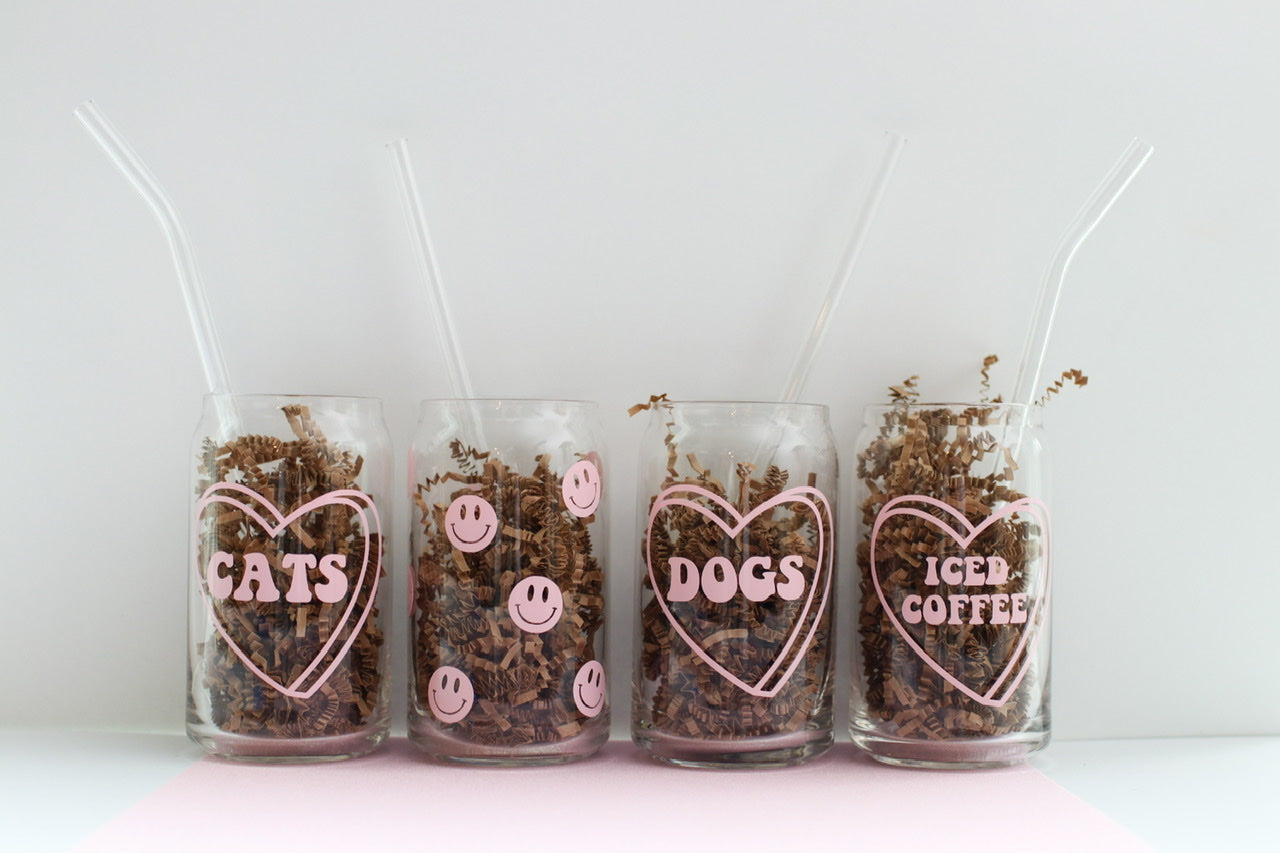 Dog Conversation Candy Heart Can Glass Cup