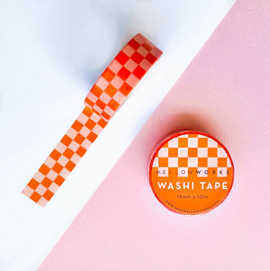 Coral Blush Checkerboard Washi Tape