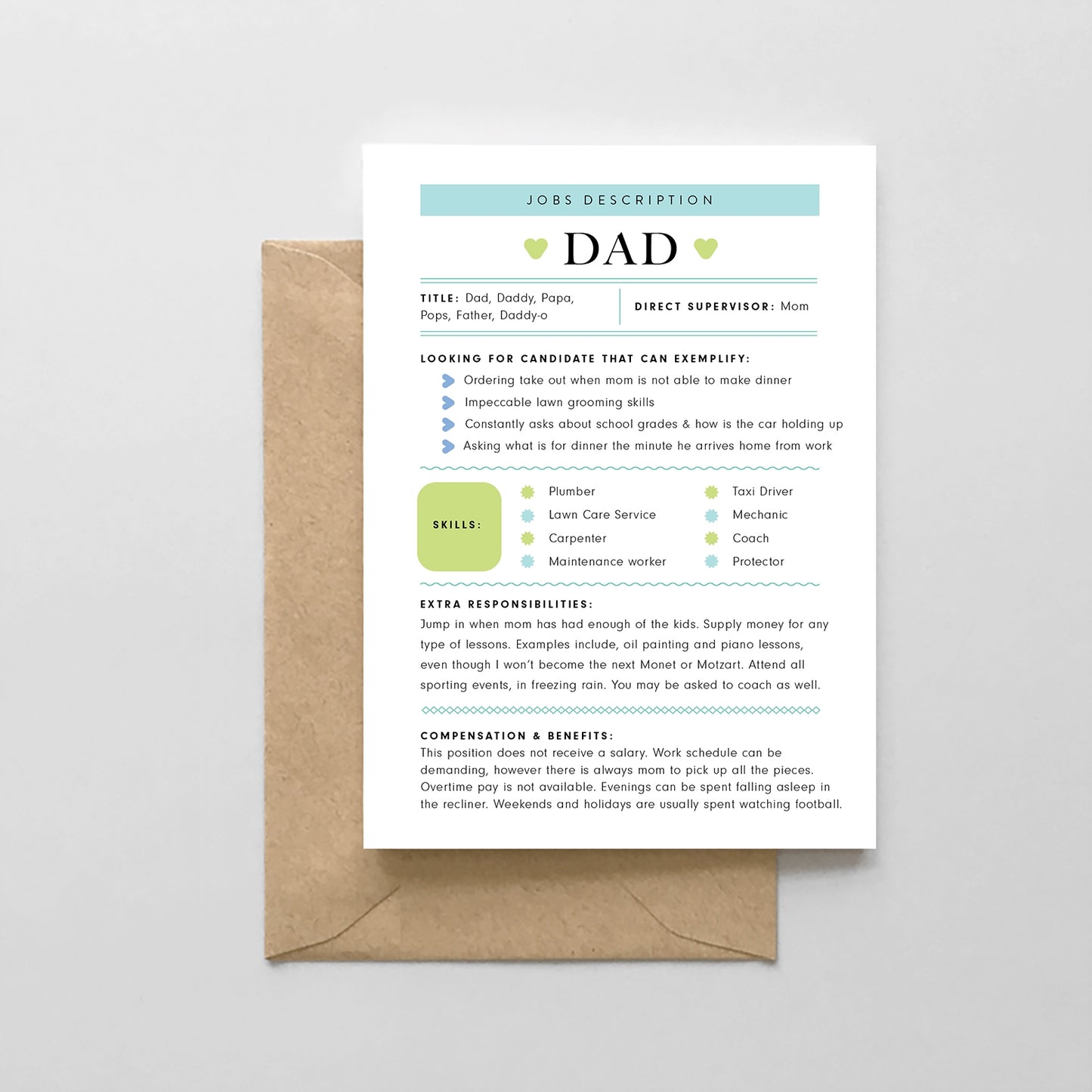 Dad: Job Description Father's Day Card