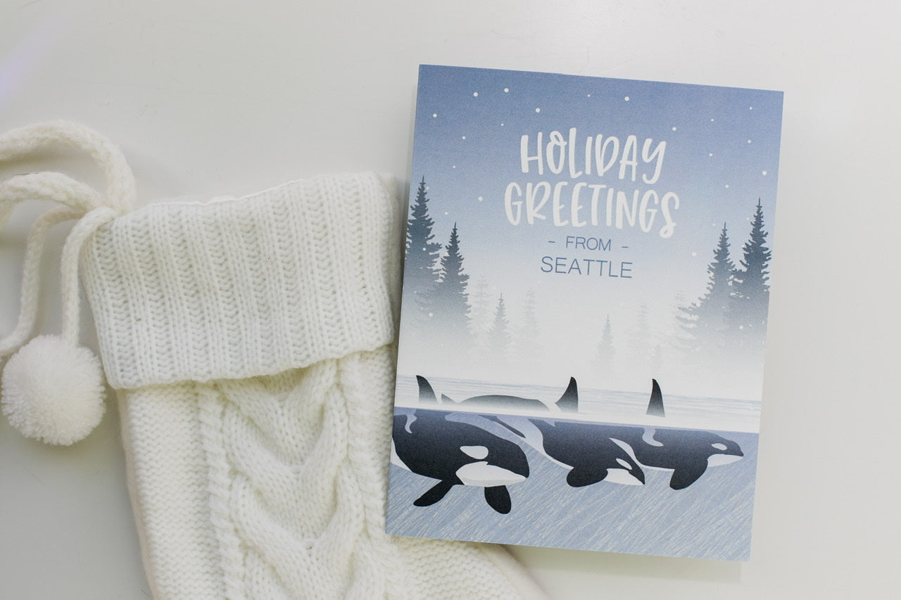 Seattle Holiday Orcas Card