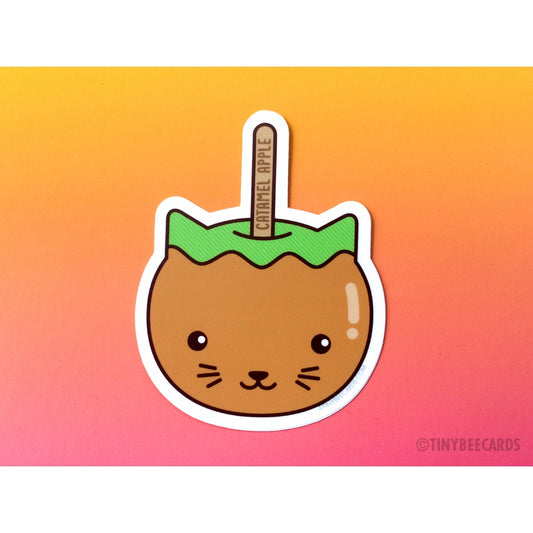 Cat Caramel Apple Vinyl Sticker