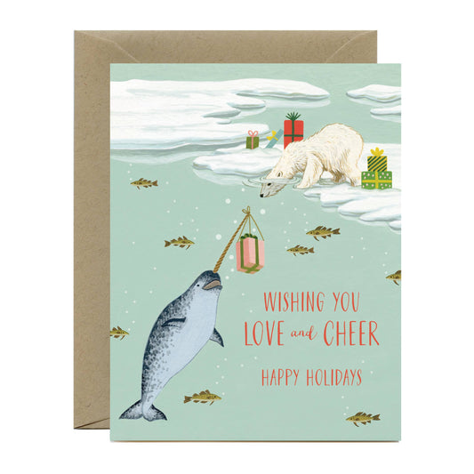 Polar Bear and Narwhal Holiday Card