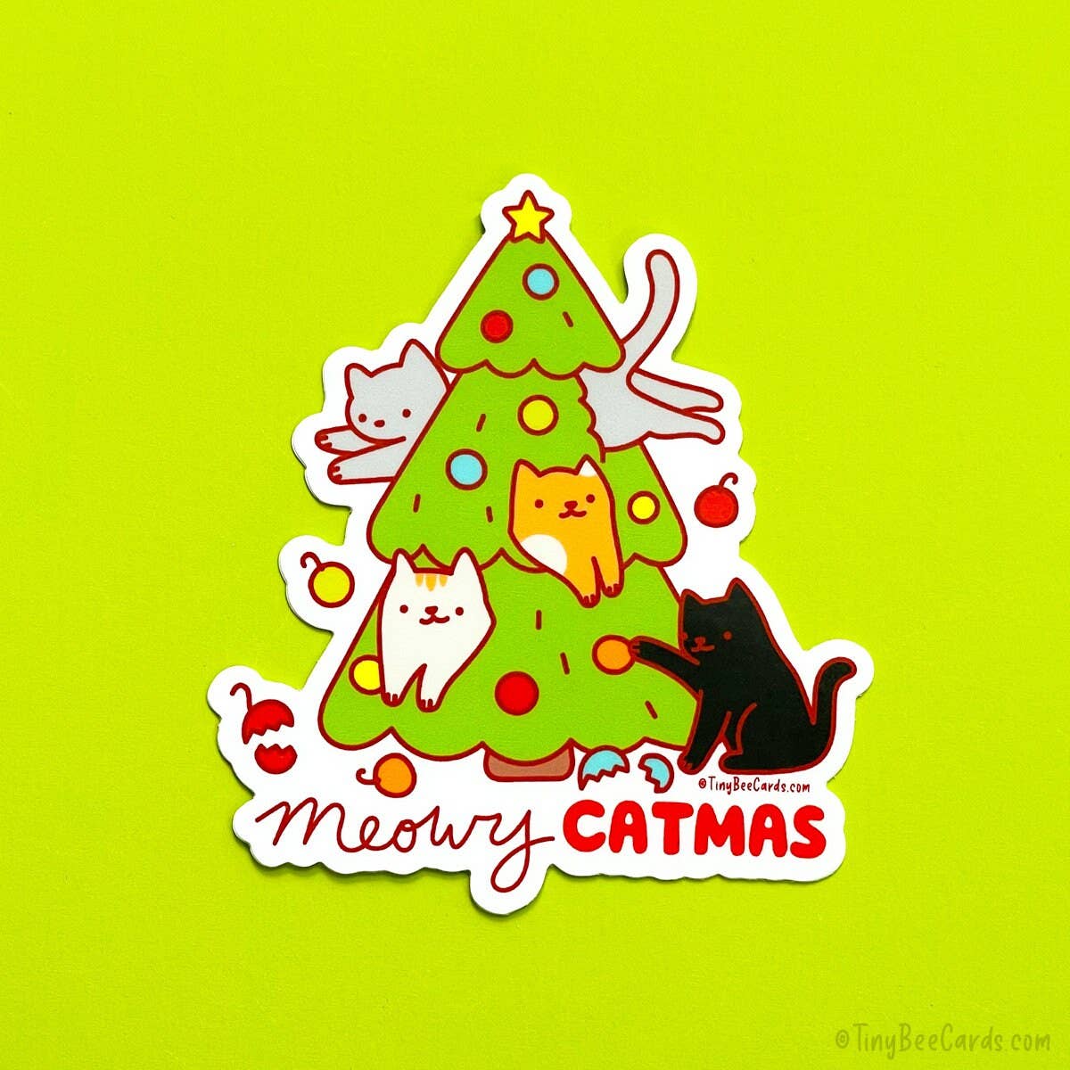 Cats Christmas Tree Vinyl Sticker