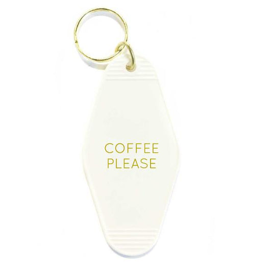 Motel Key Tag - Coffee Please (White)