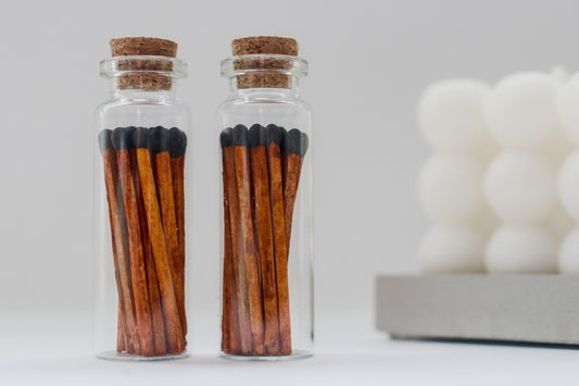 Cinnamon and Black Matches in Small Corked Vial