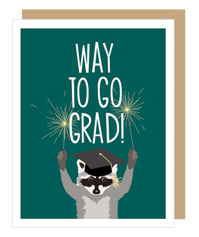 Raccoon Way to Go Grad Congratulations Card