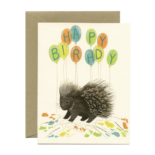 Porcupine Popped Balloons Birthday Card