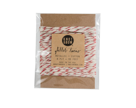 Red Natural Glitter Twine Card by Knot & Bow