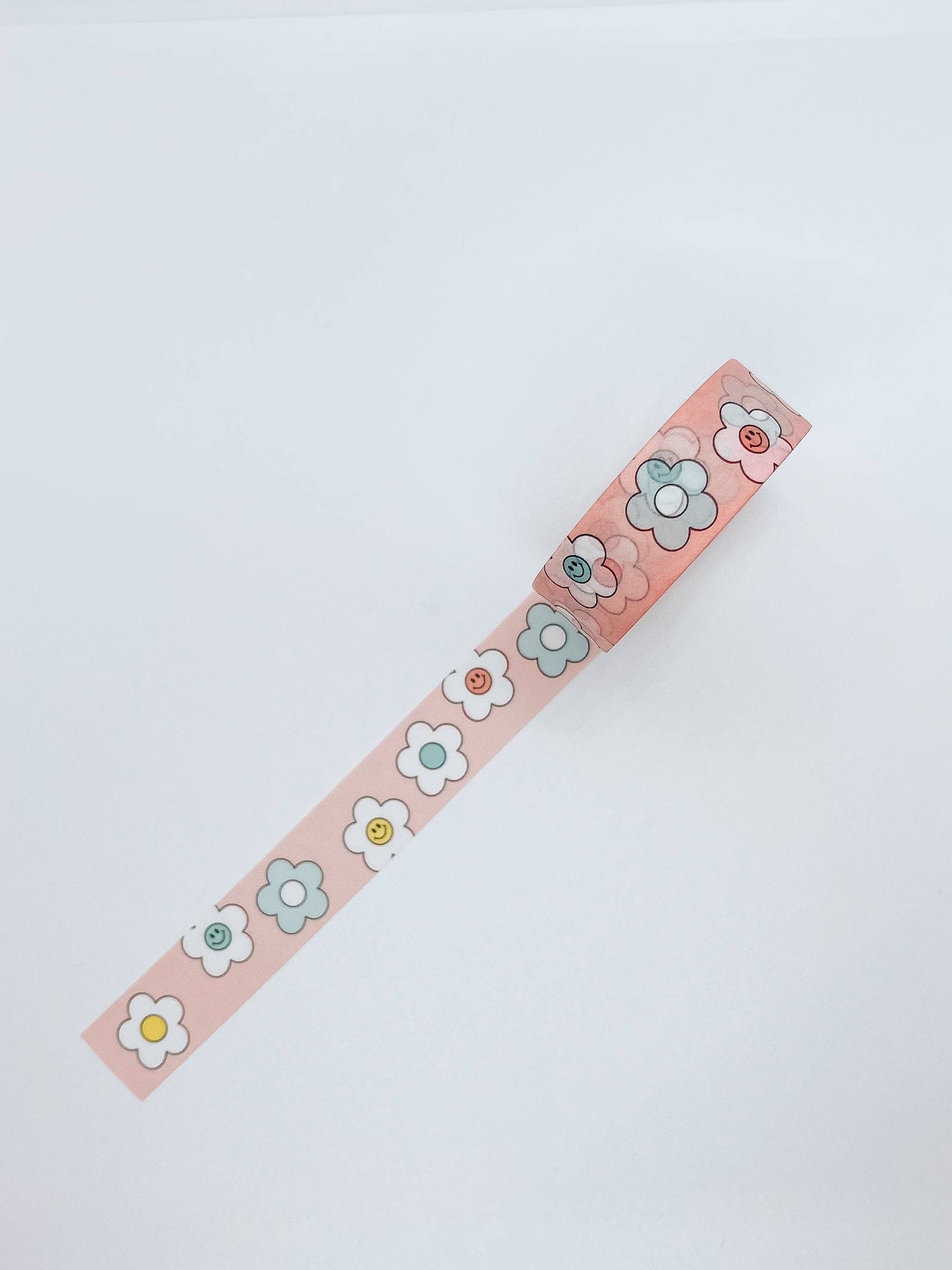 Pink Retro Smiley Flowers Washi Tape