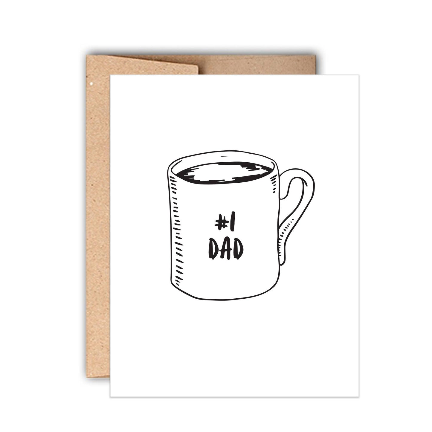#1 Dad Coffee Mug Father's Day Letterpress Card