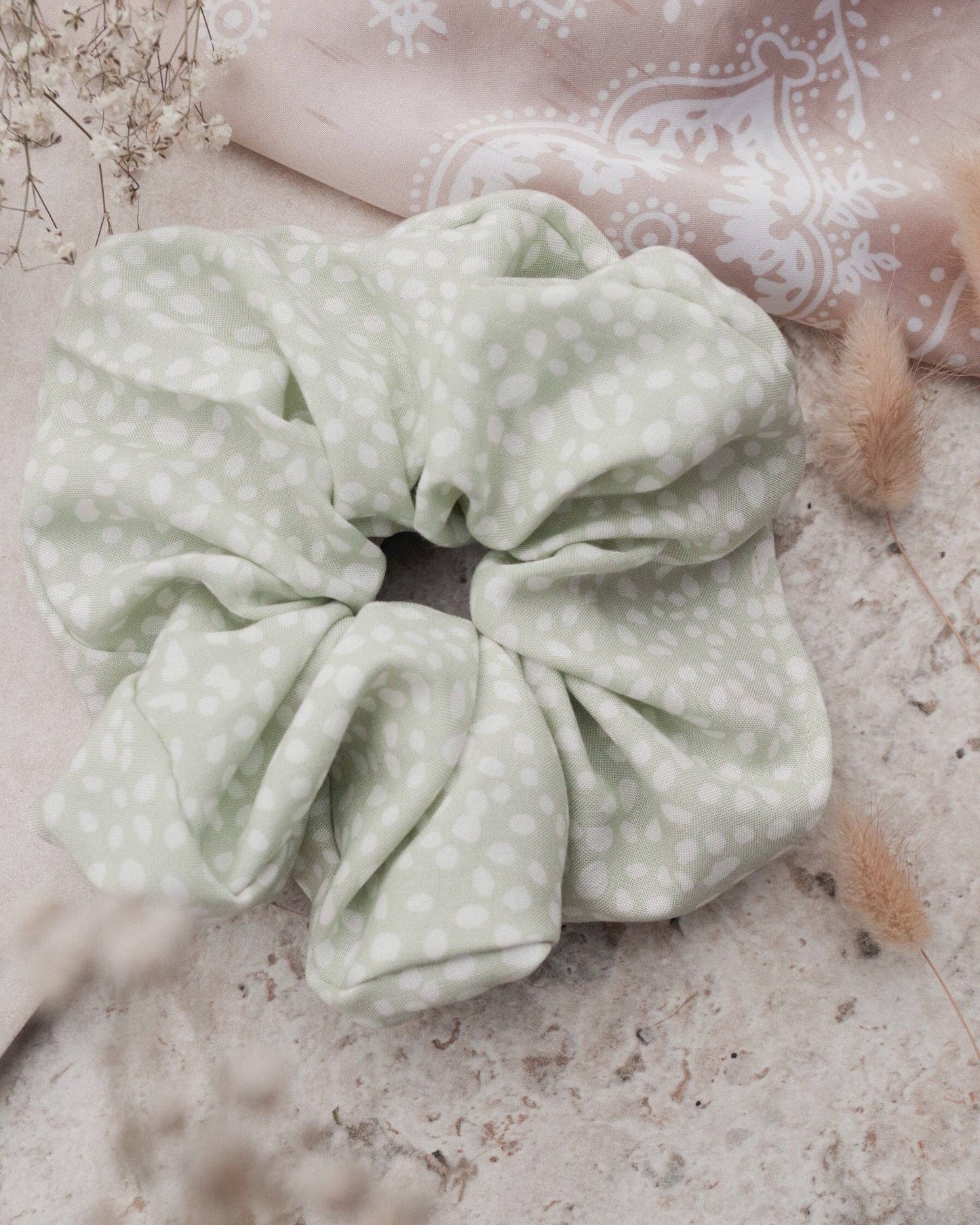 Spotted Pastel Green Scrunchie Regular