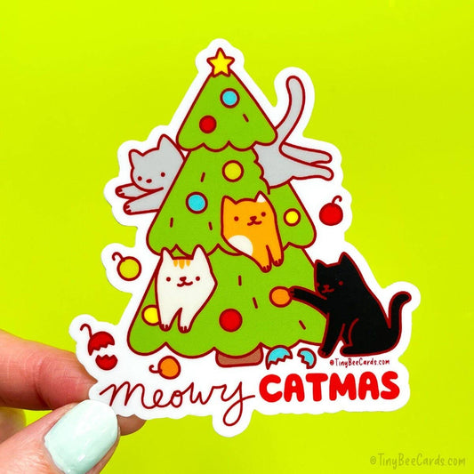 Cats Christmas Tree Vinyl Sticker